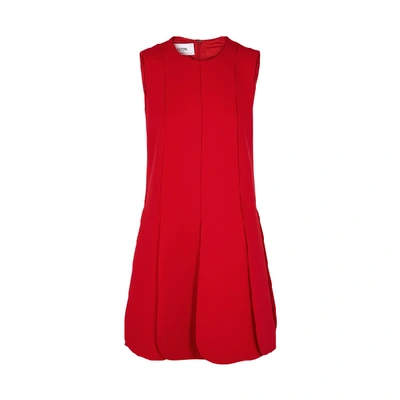 Shop Valentino Red Scalloped-hem Wool-blend Mini Dress