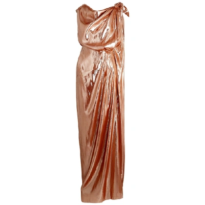 Shop Roland Mouret Silvabella Rose Gold Silk-blend Gown