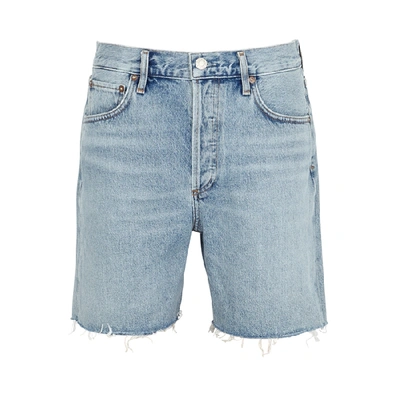 Shop Agolde Rumi Light Blue Denim Shorts