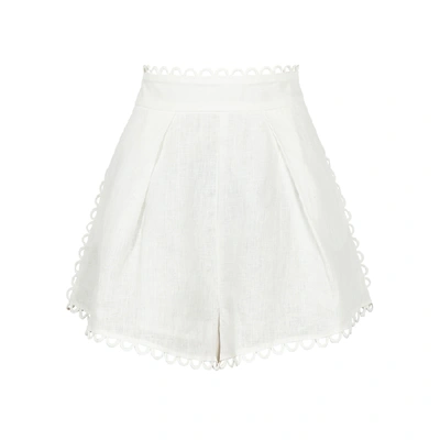 Shop Zimmermann Allia White Linen Shorts