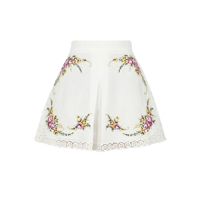 Shop Zimmermann Allia Cross Stitch Linen-blend Shorts