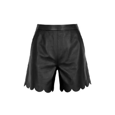 Shop Red Valentino Black Leather Shorts