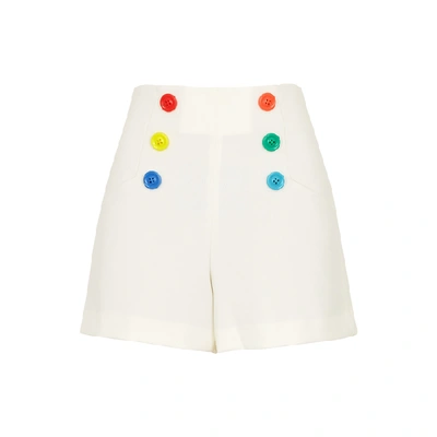Shop Alice And Olivia Ferris Ivory Button-embellished Shorts