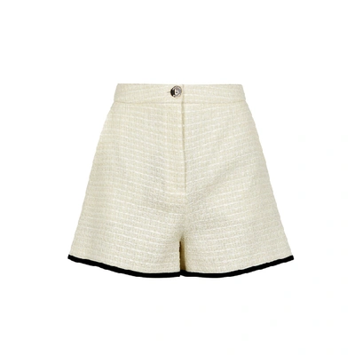 Shop Boutique Moschino Cream Metallic Tweed Shorts