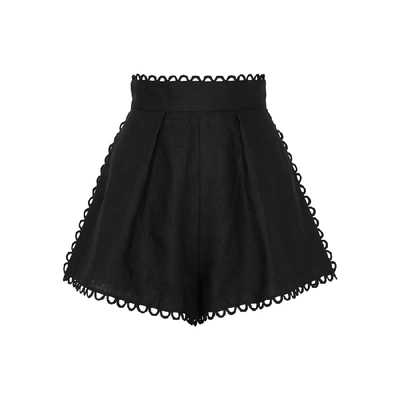 Shop Zimmermann Allia Black Linen Shorts