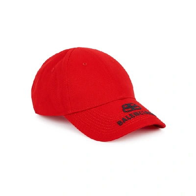Shop Balenciaga Red Logo-embroidered Twill Cap