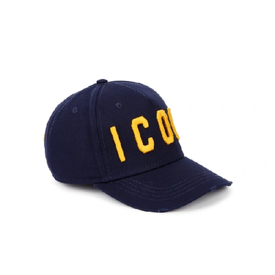 Shop Dsquared2 Icon Navy Embroidered Twill Cap In Navy And Other