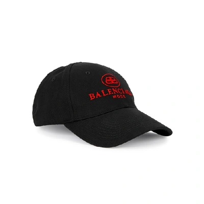 Shop Balenciaga Black Logo-embroidered Twill Cap