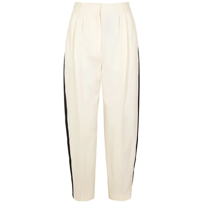 Shop Alexander Mcqueen Monochrome Wool-blend Trousers In Black