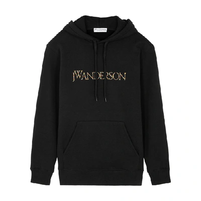 Shop Jw Anderson Black Logo-embroidered Cotton Sweatshirt