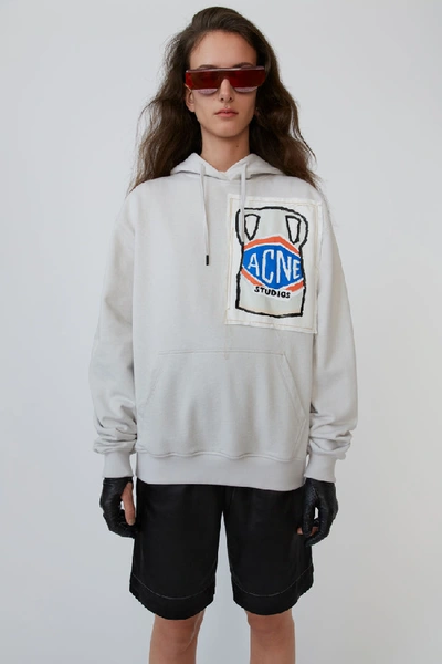 Shop Acne Studios Ceramic-patch Hooded Sweatshirt Pale Grey