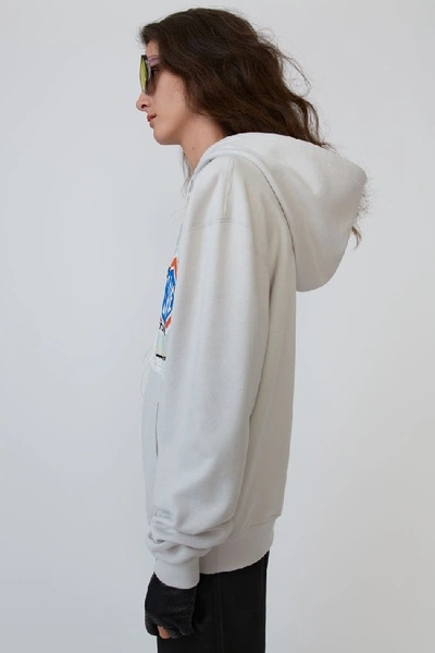 Shop Acne Studios Ceramic-patch Hooded Sweatshirt Pale Grey
