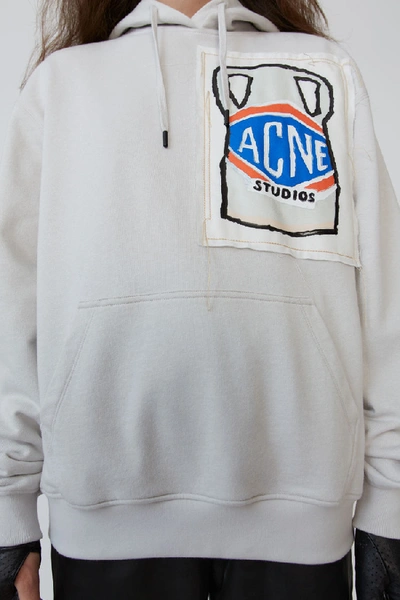 Shop Acne Studios Ceramic-patch Hooded Sweatshirt Pale Grey