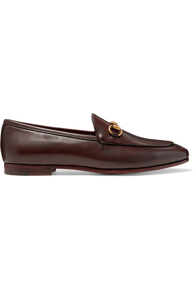 gucci jordaan leather loafer brown