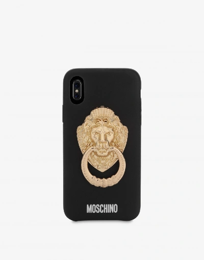 Shop Moschino Head Lion Handle Iphone X / Xs Cover In Black