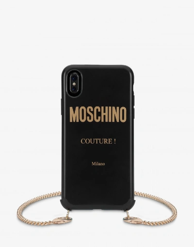 Shop Moschino Couture Iphone X / Xs Cover With Chain In Black
