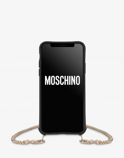 Shop Moschino Couture Iphone X / Xs Cover With Chain In Black