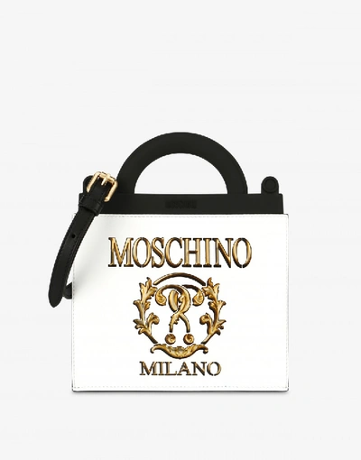 Shop Moschino Roman Double Question Mark Mini Shopper In White