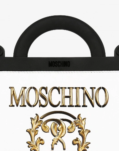 Shop Moschino Roman Double Question Mark Mini Shopper In White