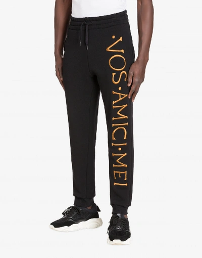 Shop Moschino Roman Embroidery Wool And Cotton Jogging In Black