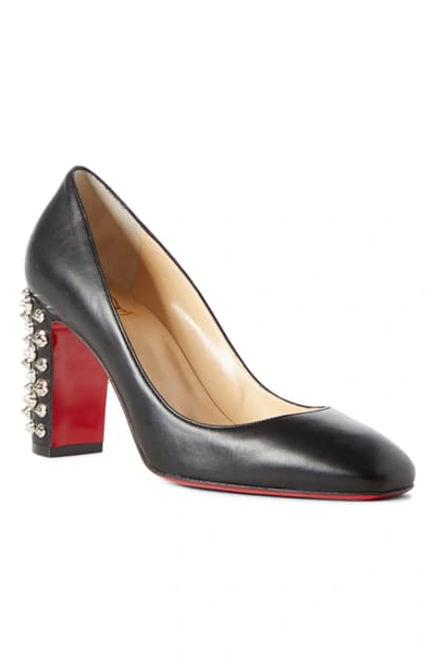 Shop Christian Louboutin Donna Spike Square Toe Pump In Loubi Red