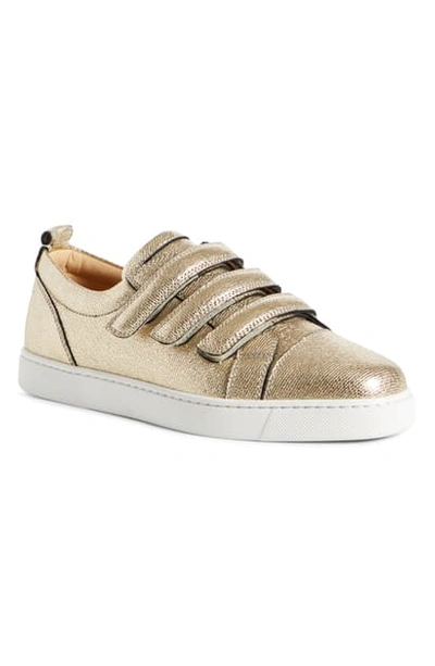 Shop Christian Louboutin Kiddo Donna Three Strap Leather Sneakers In Platine