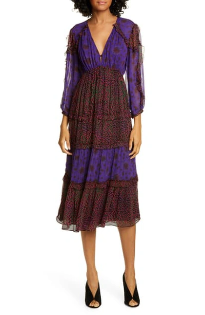 Shop Ba&sh Gypsie Pattern Mix Midi Dress In Purple