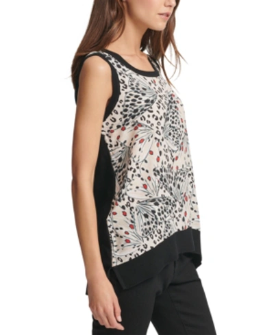 Shop Dkny Sleeveless Printed Top In Stone Multi
