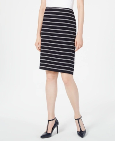 Shop Calvin Klein Striped Pencil Skirt In Navy White