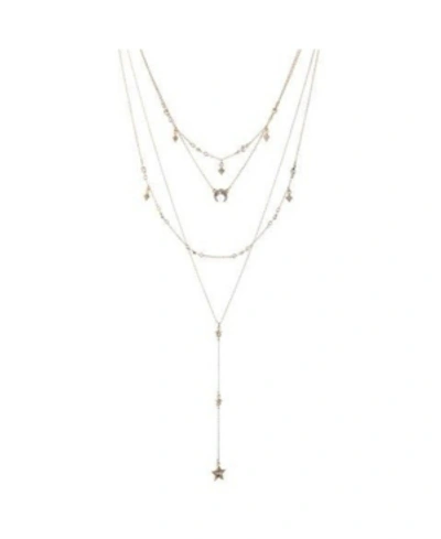 Shop Nicole Miller Multi Row Star Y Necklace In Gold
