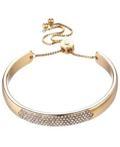 Shop Nicole Miller Bracelet With Center Glass Accents In Gold