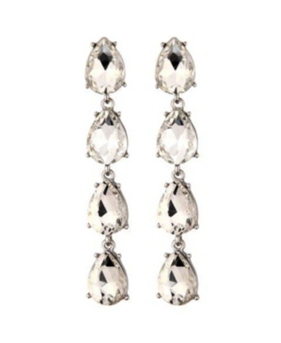 Shop Nicole Miller Four Teardrop Stone Earring In Silver