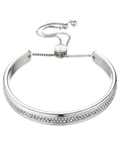 Shop Nicole Miller Bracelet With All Over Glass Accents In Silver
