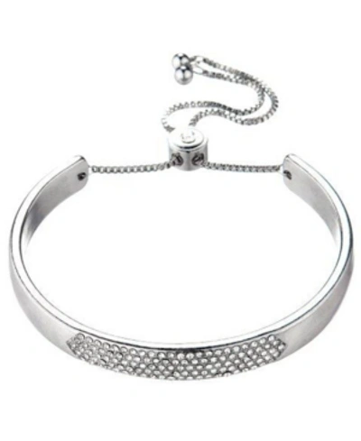 Shop Nicole Miller Bracelet With Center Glass Accents In Silver