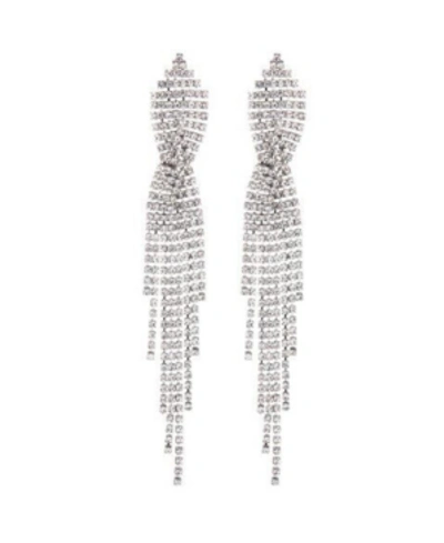 Shop Nicole Miller Criss-cross Chandelier Earring In Silver