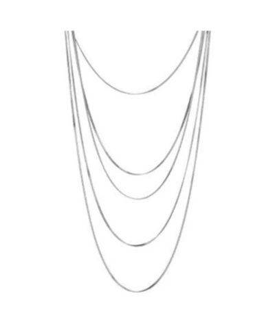 Shop Nicole Miller Multi-row Cobra Chain Necklace In Silver