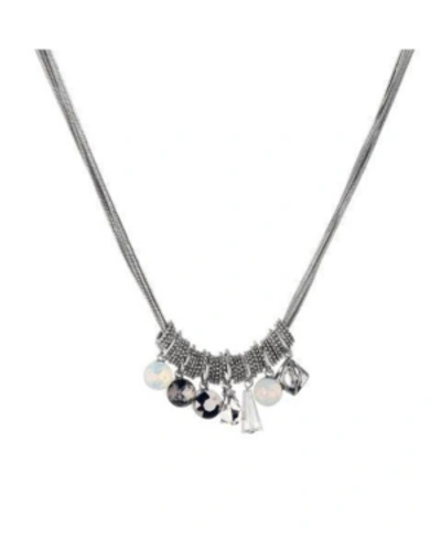 Shop Nicole Miller Cluster Necklace In Silver