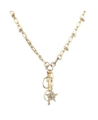 Shop Nicole Miller Large Link Star Charm Necklace In Gold