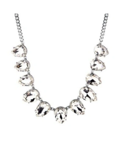 Shop Nicole Miller Teardrop Stone Statement Necklace In Silver