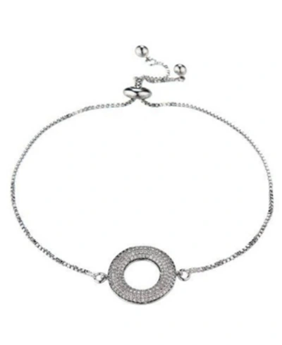 Shop Nicole Miller Cubic Zirconia Halo Flower Bracelet In Silver