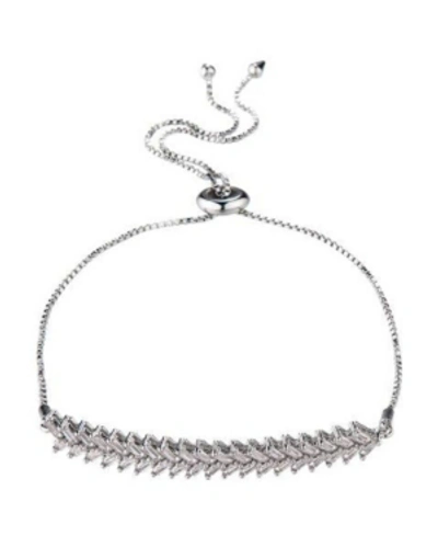 Shop Nicole Miller Double Row Cubic Zirconia Slider Bracelet In Silver