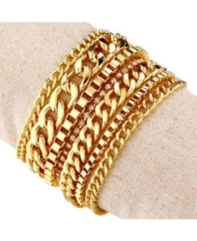Shop Nicole Miller Multi-chain Magnetic Bracelet In Gold