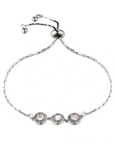 Shop Nicole Miller Three Bead Slider Bracelet In Silver