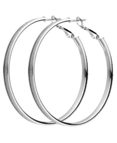 Shop Nicole Miller Metal Chain Hoop Earring In Silver