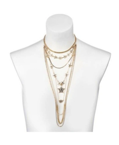 Shop Nicole Miller Multi-row Star Statement Necklace In Gold