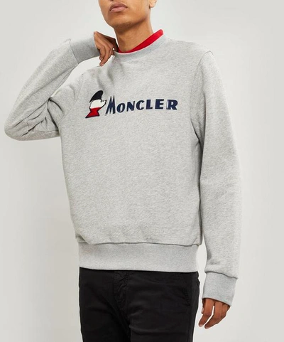 Shop Moncler Logo Patch Sweatshirt In Grey