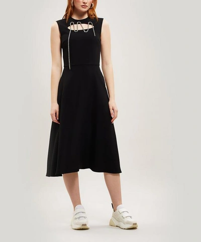 Shop Christopher Kane Squiggle Cupchain Crepe Dress In Black