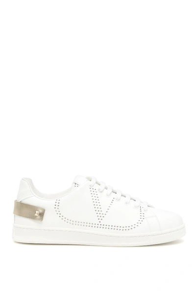 Shop Valentino Backnet Vlogo Sneakers In Bianco Platino Bianco (white)