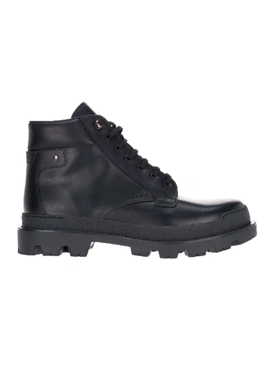 Shop Prada Lace-up Hiking Boots In Black