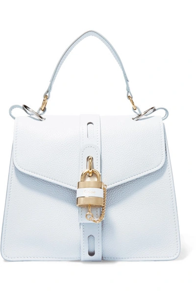 Shop Chloé Aby Medium Textured-leather Tote In Light Denim